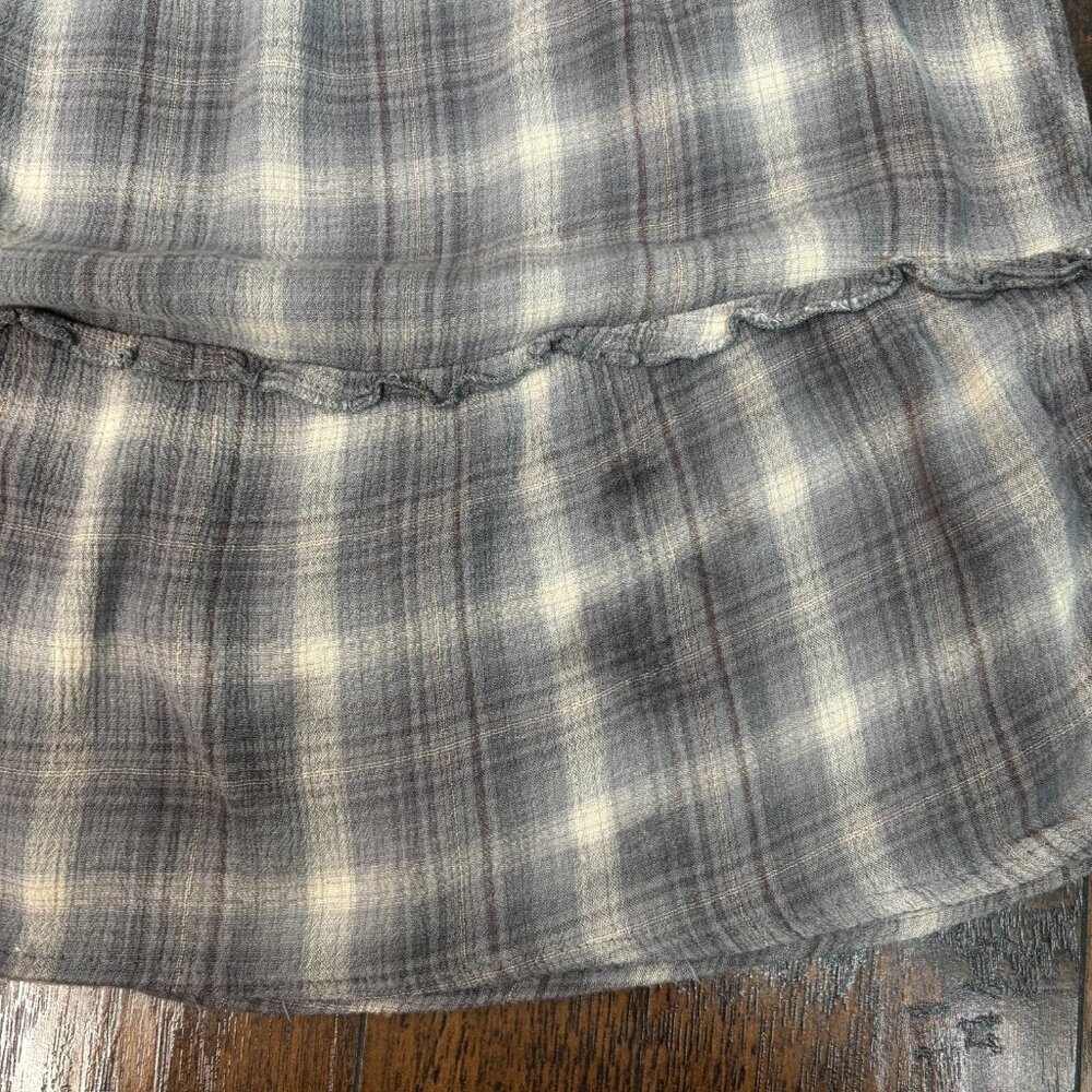Maurices Top XL Gray Plaid Off-the-Shoulder Button Short Sleeve‎ Blouse Women's - Picture 6 of 12
